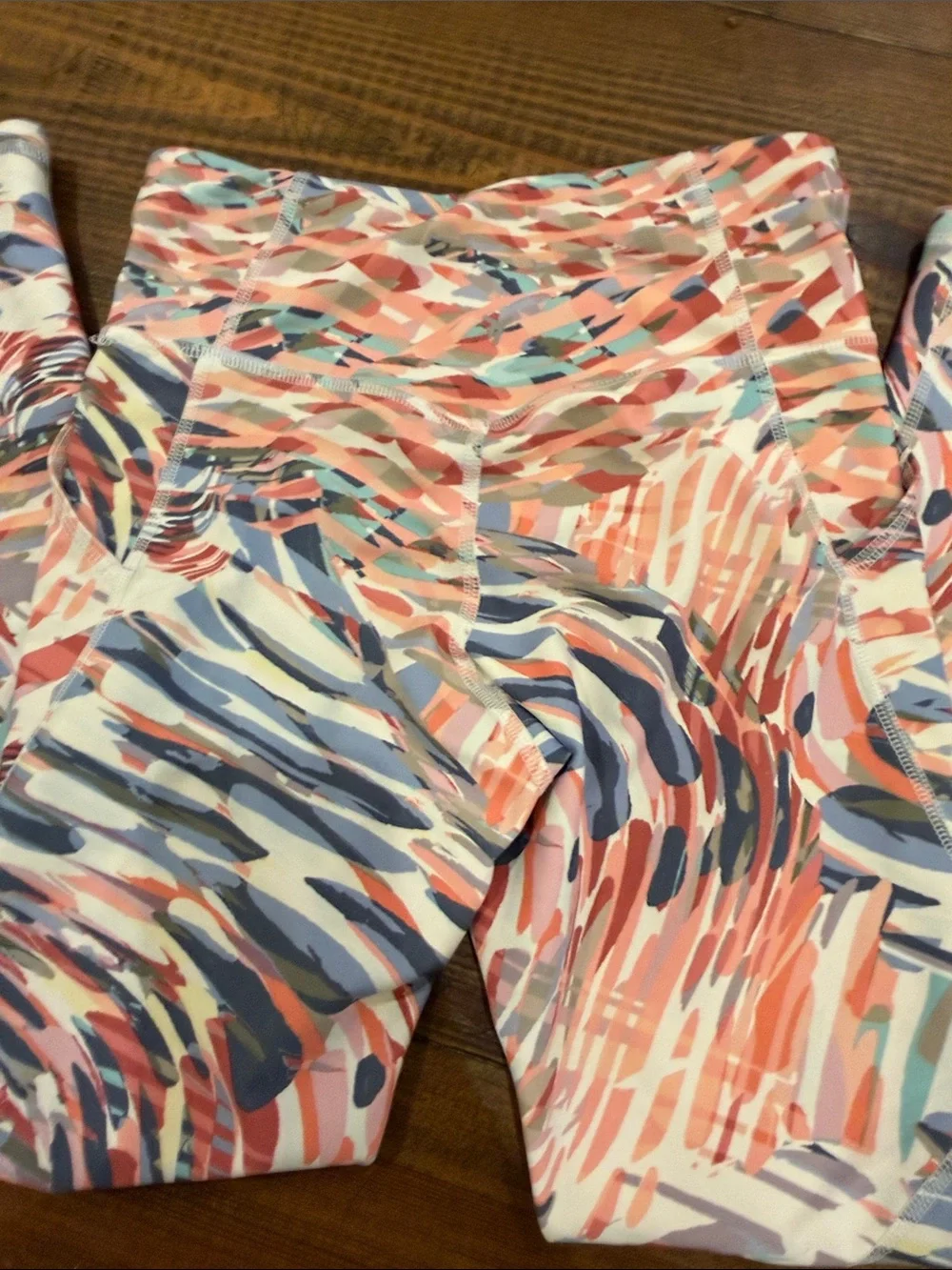 Old Navy Coral, Navy & White Swirl Print Girls' Leggings
